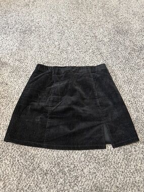 Forever 21 Black Corduroy Mini Skirt with Front Slit